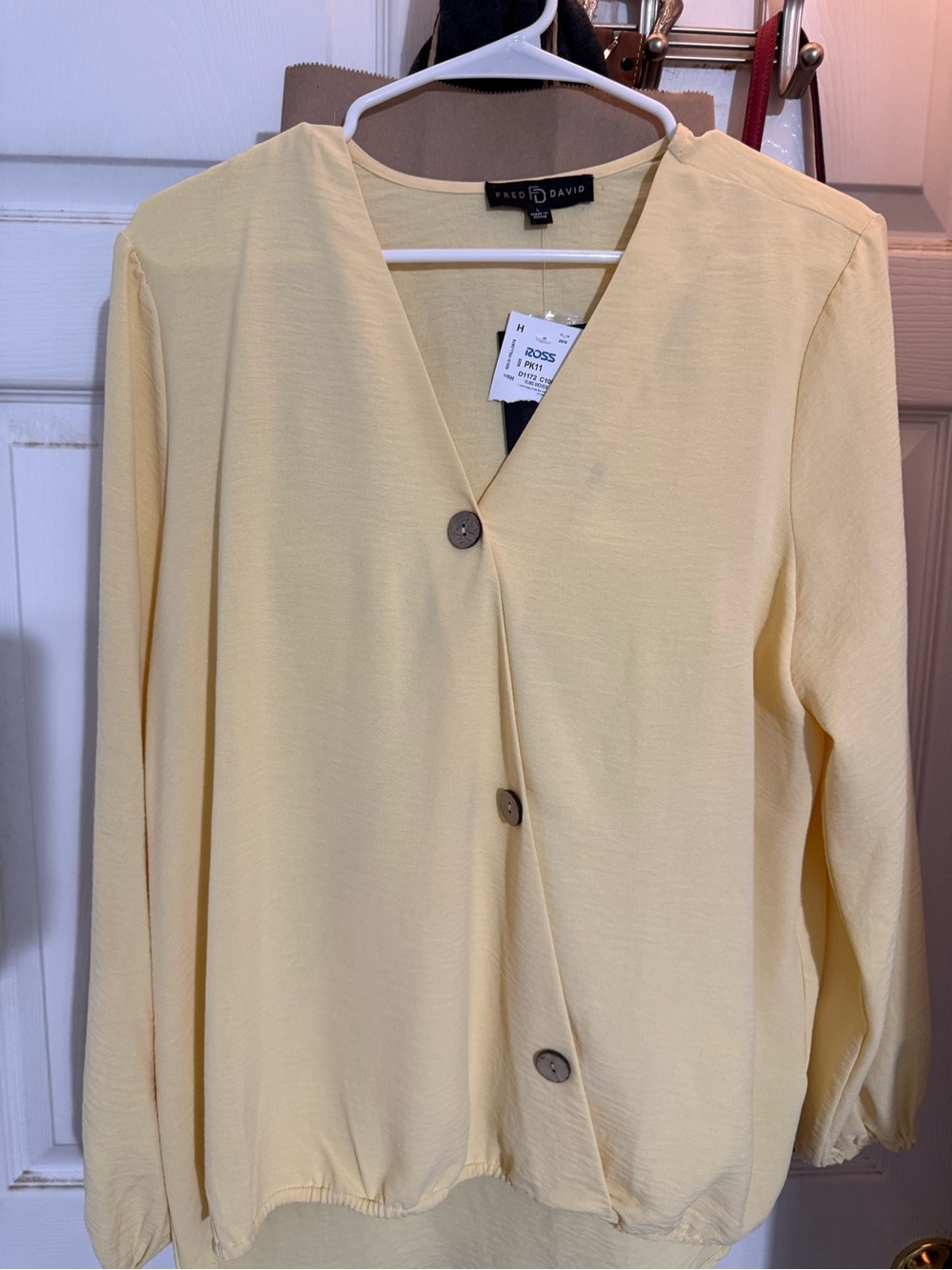 Rafaella Soft Pale Yellow Button-Front Blouse